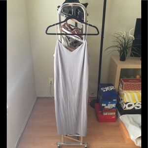 Topshop Gray Side Slit Midi Dress